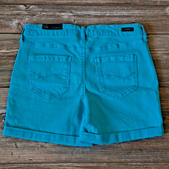 Liverpool Jeans Co VICKIE Mid Rise Shorts Women's 6/28 Turquoise Stretch Denim - Picture 2 of 11